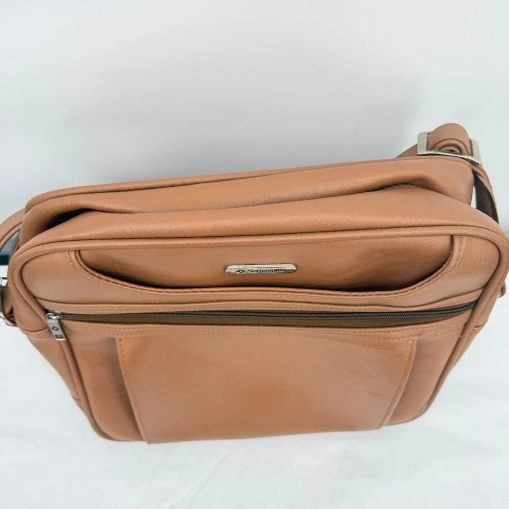 Vintage Samsonite Concord Shoulder Bag VTG Tan Faux Leather Travel Luggage